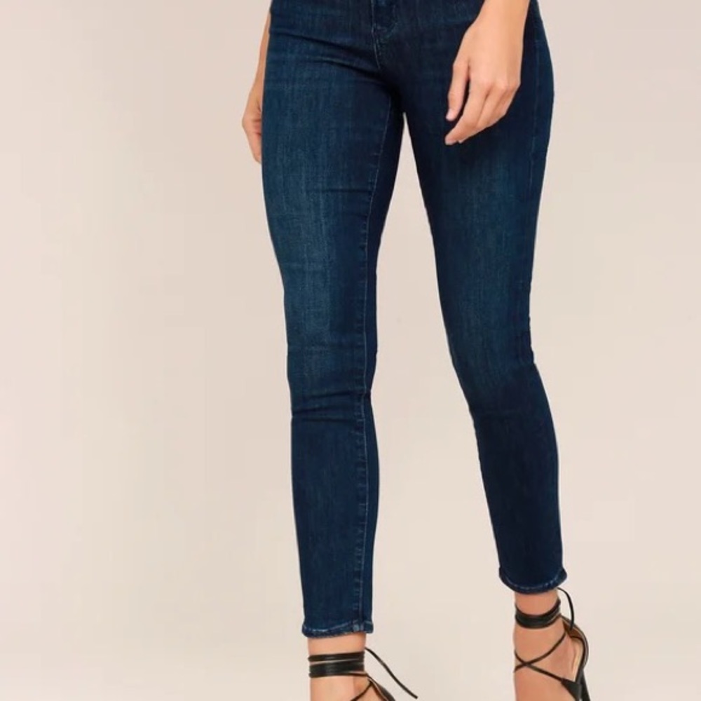 AGOLDE Sophie High Rise Dark Wash Skinny Jeans Raw Hem Size 30